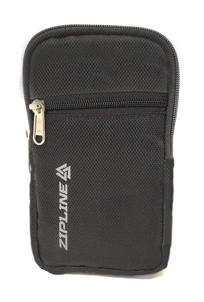 Zipline Unisex Multipurpose Vertical Travel Pouch with Belt Loop for Mobile Earphones Money & Cards - Black