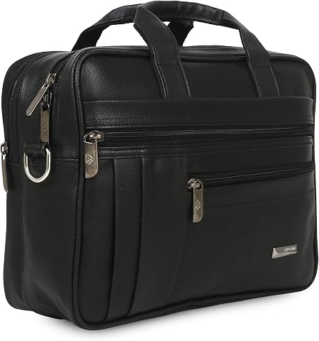 Zipline Faux Leather 13" Laptop Messenger Bag for Men - Black