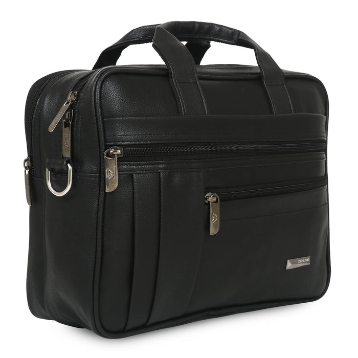 Zipline Laptop bags for men office use | Faux Leather SMALL laptop bag for Man - Fits 13 inch Laptop/Macbook/Macbook Pro/Tablet Messenger Bags For Mens - Black