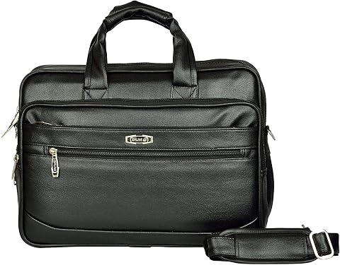 Zipline Synthetic Leather Laptop Messenger Bag - Black