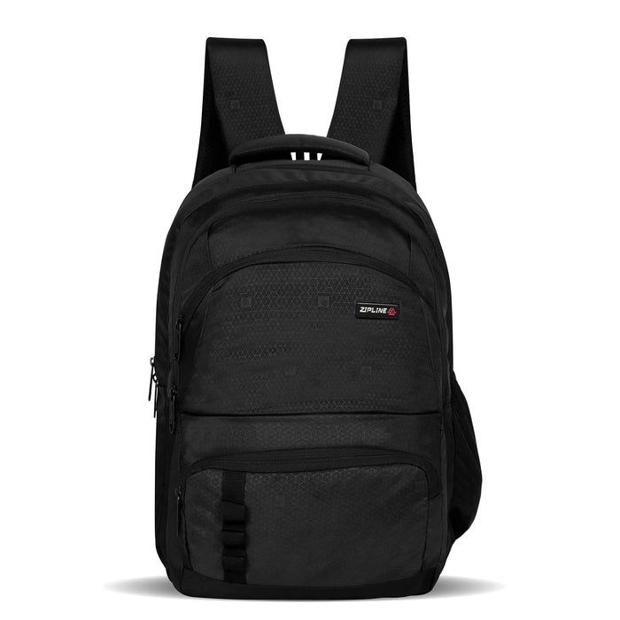 ZIPLINE Polyester 35Ltr Laptop Bags Backpack for Men and Women College Girls Boys fits 15.6 inch Laptop (Black) - Black