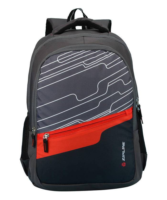 Zipline Casual backpack School bags for boys & Girls |35L Water Resistant backpack bags for women|Stylish,Lightweight,Durable|College bag for boys - Grey