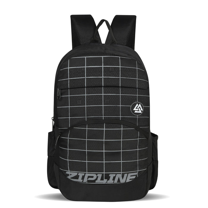 ZIPLINE Polyester 33Ltr Laptop Bags Backpack for Men and Women College Girls Boys fits 15.6 inch Laptop (Black) - Black