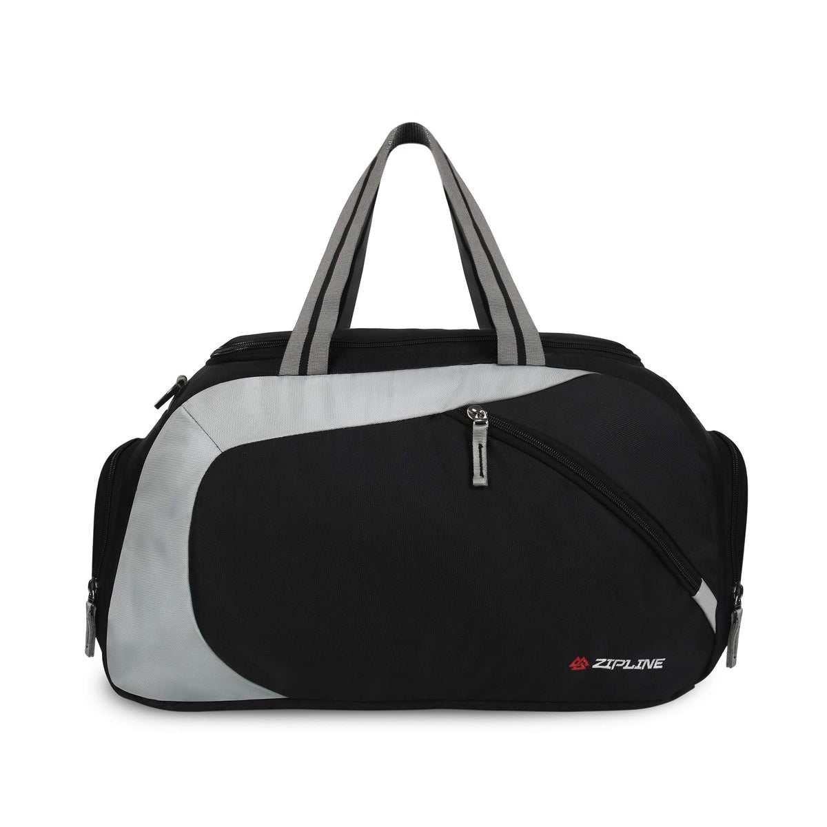 Zipline 40L Water Resistant Gym/Trekking/Travel/Sports Duffel/Duffle Bag For Men & Women (Black, Polyester) - Black+Grey
