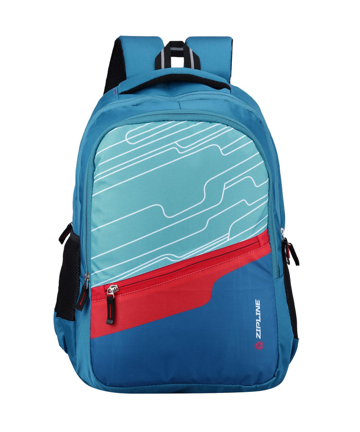 Zipline Casual backpack School bags for boys & Girls |35L Water Resistant backpack bags for women|Stylish,Lightweight,Durable|College bag for boys - T-Blue