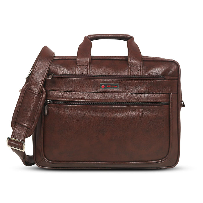 Zipline Laptop bags for men office use | Faux Leather Laptop Bag for Man - Fits 14/15/15.6 inch Laptop/Macbook/Macbook Pro/Tablet Messenger Bags for Mens - Brown