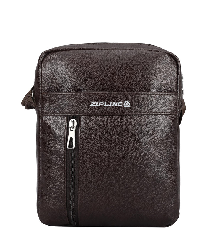 Zipline Side Sling Crossbody Travel Office Business Messenger Shoulder Bag for Men and Women - Brown_Keto