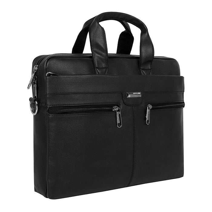 Zipline Office Synthetic Leather laptop bag for Men women, 15.6" compatible laptop Messenger Bags for Men & Women - Black