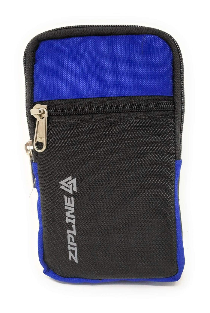 Zipline Unisex Multipurpose Vertical Travel Pouch with Belt Loop for Mobile Earphones Money & Cards - Black-Blue