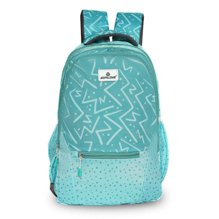 Zipline Casual School Bag for Girls,Blue+Pink|30L Water Resistant Backpack for Women|Stylish,Lightweight,Durable|College Bag for Women .(Medium Size) - Green