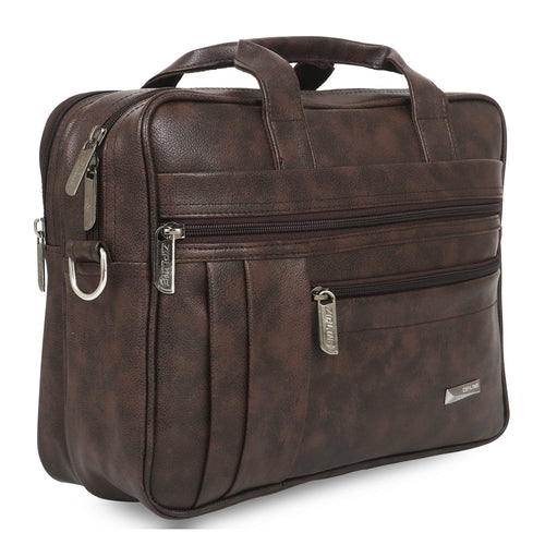 Zipline Laptop bags for men office use | Faux Leather SMALL laptop bag for Man - Fits 13 inch Laptop/Macbook/Macbook Pro/Tablet Messenger Bags For Mens (1-Brown Bag)