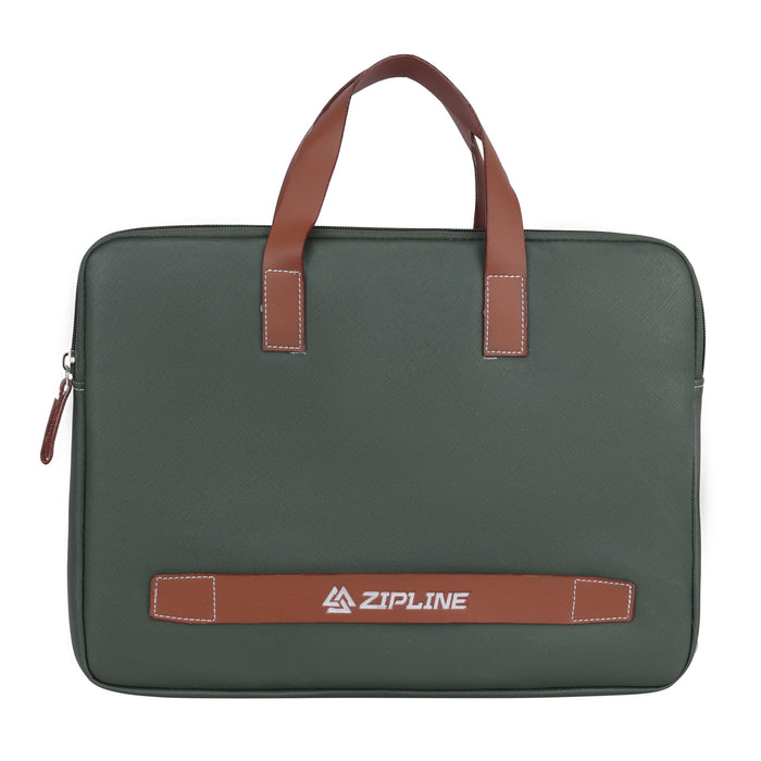 Zipline Office Casual Faux Leather laptop bags for women office use - Fits 13/13.5/14 inch Laptop/Macbook/Macbook Pro/Tablet office bags for women (1-Green Bag)