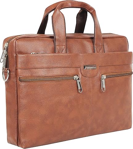 Zipline Synthetic Leather Laptop Messenger Bag - Tan