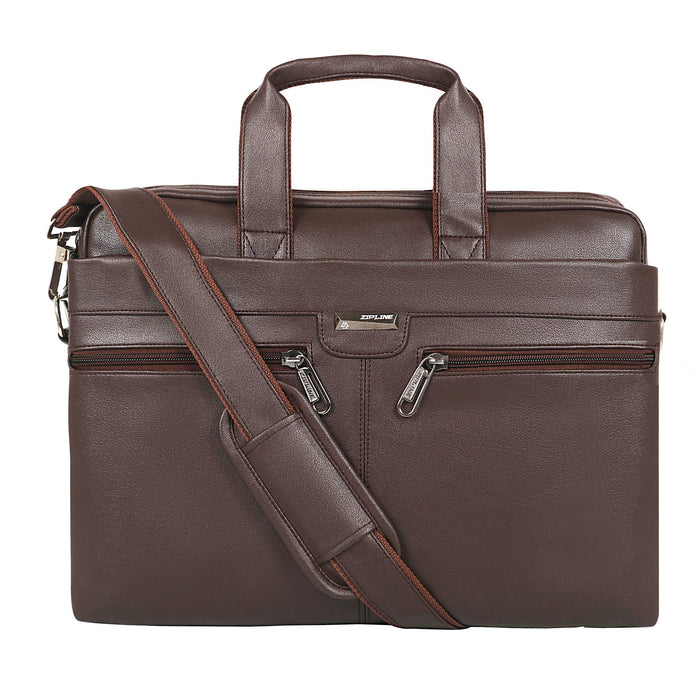Zipline Office Synthetic Leather laptop bag for Men women, 15.6" compatible laptop Messenger Bags for Men & Women (1-Brown Bag)