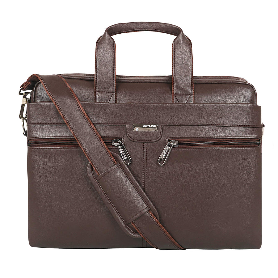 Zipline Office Synthetic Leather laptop bag for Men women, 15.6" compatible laptop Messenger Bags for Men & Women (1-Brown Bag)