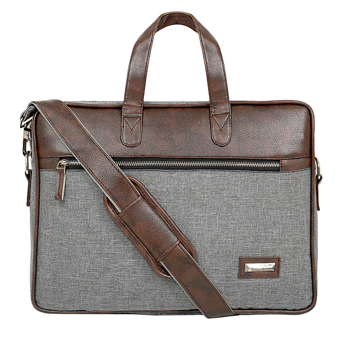 Zipline Office Laptop Executive Formal 15.6 Laptop Briefcase Messenger Bag for Men & Women with Multiple compartments (Classic Black) - Brown