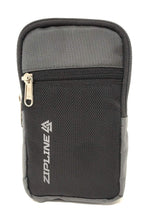 Zipline Unisex Multipurpose Vertical Travel Pouch with Belt Loop for Mobile Earphones Money & Cards - Black Grey