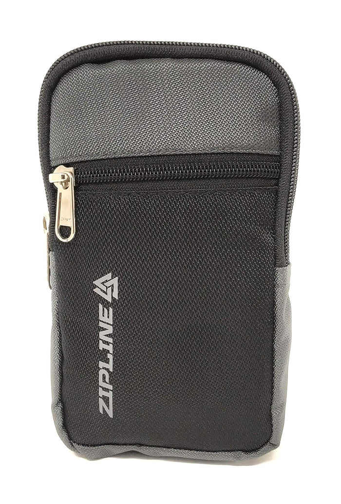 Zipline Unisex Multipurpose Vertical Travel Pouch with Belt Loop for Mobile Earphones Money & Cards - Black Grey