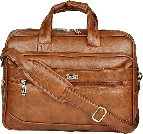 Zipline Synthetic Leather Laptop Messenger Bag - Tan