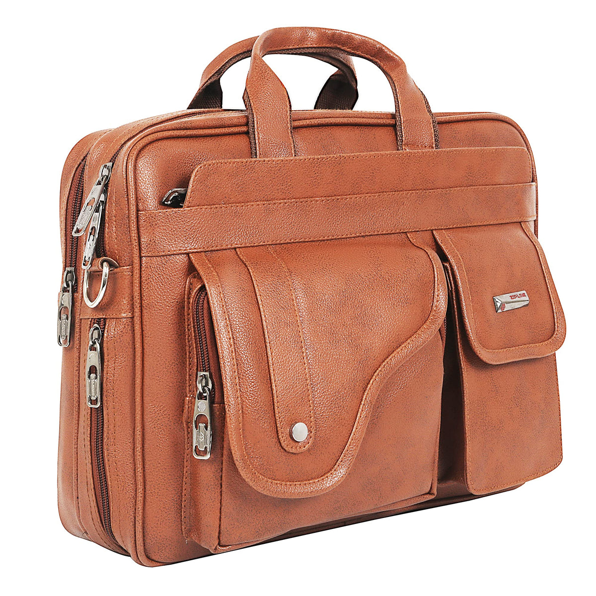 Zipline Laptop bags for men office use | Synthetic Leather Laptop Bag for Man Women, 15.6" Compatible Laptop, Macbook, Macbook Pro Messenger Bags for Men & Women (1-Tan Bag)