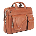 Zipline Laptop bags for men office use | Synthetic Leather Laptop Bag for Man Women, 15.6" Compatible Laptop, Macbook, Macbook Pro Messenger Bags for Men & Women - Tan