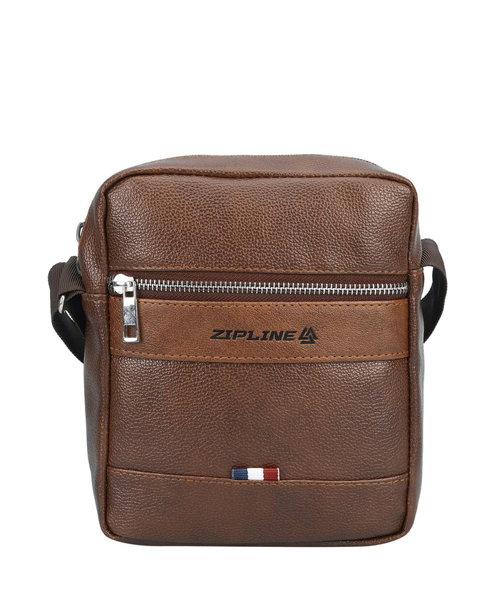 Zipline Side Sling Crossbody Travel Office Business Messenger Shoulder Bag for Men and Women - Tan_Neno