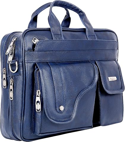 Zipline Synthetic Leather Laptop Messenger Bag - Blue