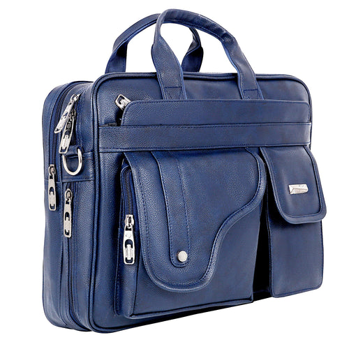 Zipline Laptop bags for men office use | Synthetic Leather Laptop Bag for Man Women, 15.6" Compatible Laptop, Macbook, Macbook Pro Messenger Bags for Men & Women (1-Blue Bag)