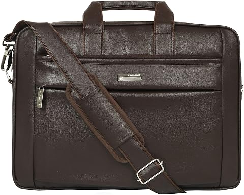 Zipline Faux Leather 15.6" Laptop Messenger Bag for Men - Brown