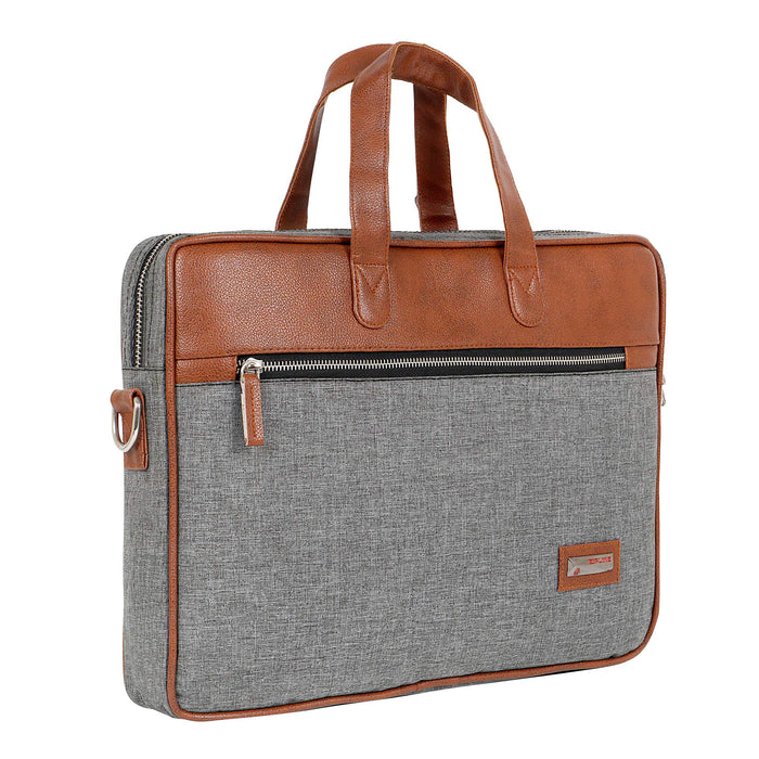 Zipline Office Laptop Executive Formal 15.6 Laptop Briefcase Messenger Bag for Men & Women with Multiple compartments (Classic Black) - Tan