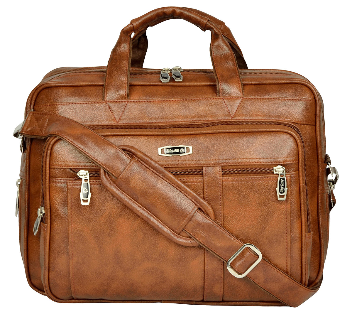 Zipline Laptop bags for men office use | Synthetic Leather Executive Formal 15.6 inch Laptop, MacBook & Macbook Pro Messenger/Office Bag for Man Women (Tan)