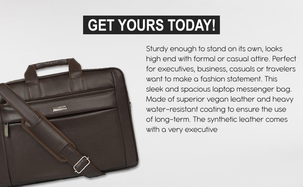 Zipline Laptop bags for men office use | Faux Leather Laptop Bag for Man - Fits 14/15/15.6 inch Laptop/Macbook/Macbook Pro/Tablet Messenger Bags for Mens (1-Brown Bag)