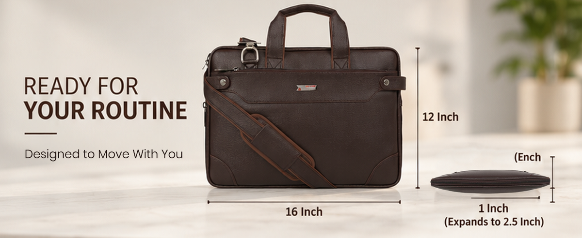 Zipline Laptop bags for men office use | Faux Leather Laptop Bag for Man - Fits 14/15.6/16 inch Laptop, Macbook, Macbook Pro Messenger Bags for Mens (1-Brown Bag)