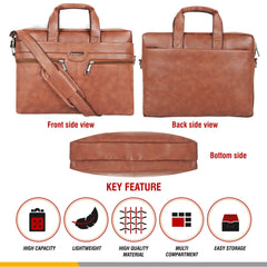 Zipline Office Synthetic Leather laptop bag for Men women, 15.6" compatible laptop Messenger Bags for Men & Women (1-Brown Bag)