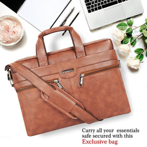 Zipline Office Synthetic Leather laptop bag for Men women, 15.6" compatible laptop Messenger Bags for Men & Women (1-Brown Bag)