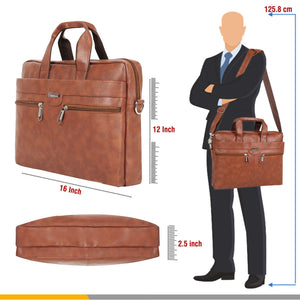 Zipline Office Synthetic Leather laptop bag for Men women, 15.6" compatible laptop Messenger Bags for Men & Women (1-Brown Bag)