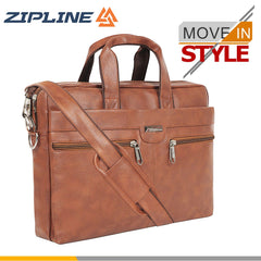 Zipline Office Synthetic Leather laptop bag for Men women, 15.6" compatible laptop Messenger Bags for Men & Women (1-Brown Bag)