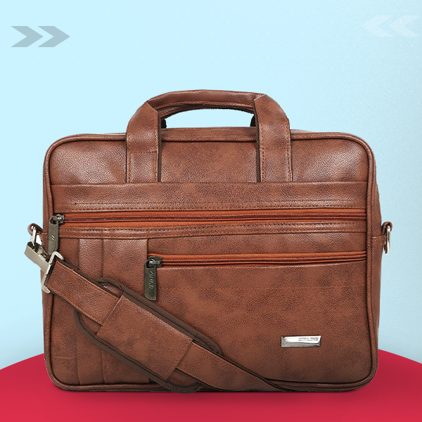 Zipline Laptop bags for men office use | Faux Leather SMALL laptop bag for Man - Fits 13 inch Laptop/Macbook/Macbook Pro/Tablet Messenger Bags For Mens (1-Brown Bag)