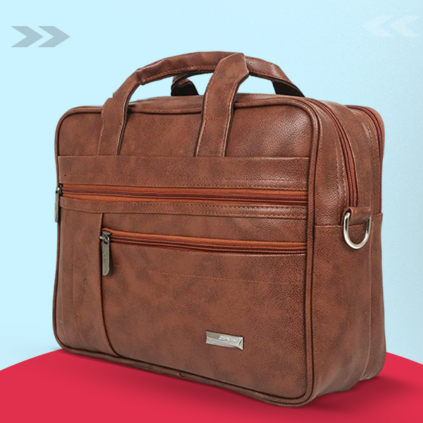 Zipline Laptop bags for men office use | Faux Leather SMALL laptop bag for Man - Fits 13 inch Laptop/Macbook/Macbook Pro/Tablet Messenger Bags For Mens (1-Brown Bag)