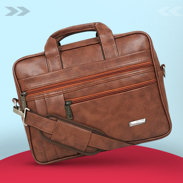 Zipline Laptop bags for men office use | Faux Leather SMALL laptop bag for Man - Fits 13 inch Laptop/Macbook/Macbook Pro/Tablet Messenger Bags For Mens (1-Brown Bag)