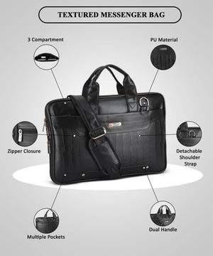 Zipline Office Faux Leather laptop bag for Men - Fits 14/15.6/16 inch Laptop Messenger Bags For Mens (1-Brown Bag)