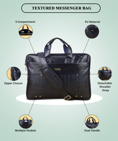 Zipline Office Faux Leather laptop bag for Men - Fits 14/15.6/16 inch Laptop Messenger Bags For Mens (1-Brown Bag)