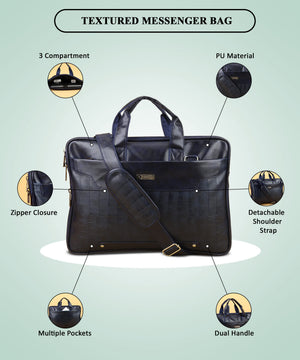 Zipline Office Faux Leather laptop bag for Men - Fits 14/15.6/16 inch Laptop Messenger Bags For Mens (1-Brown Bag)