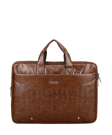 Zipline Office Faux Leather laptop bag for Men - Fits 14/15.6/16 inch Laptop Messenger Bags For Mens (1-Brown Bag)