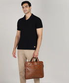 Zipline Office Faux Leather laptop bag for Men - Fits 14/15.6/16 inch Laptop Messenger Bags For Mens (1-Brown Bag)