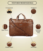 Zipline Office Faux Leather laptop bag for Men - Fits 14/15.6/16 inch Laptop Messenger Bags For Mens (1-Brown Bag)