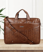 Zipline Office Faux Leather laptop bag for Men - Fits 14/15.6/16 inch Laptop Messenger Bags For Mens (1-Brown Bag)