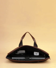 Zipline Office Faux Leather laptop bag for Men - Fits 14/15.6/16 inch Laptop Messenger Bags For Mens (1-Brown Bag)