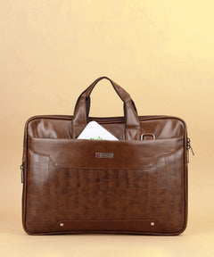 Zipline Office Faux Leather laptop bag for Men - Fits 14/15.6/16 inch Laptop Messenger Bags For Mens (1-Brown Bag)