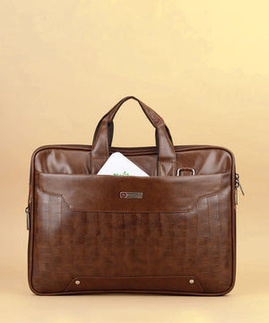 Zipline Office Faux Leather laptop bag for Men - Fits 14/15.6/16 inch Laptop Messenger Bags For Mens (1-Brown Bag)